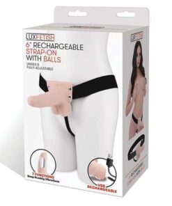 Lux Fetish 6" Rechargeable Strap On w/Balls - Ivory