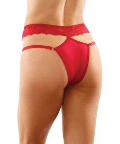 Bottoms Up Ren Microfiber Bikini Panty w/Lace Waist Red S/M