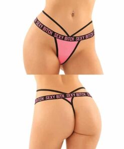 Vibes Buddy Sexy Bitch Lace Panty & Micro Thong Black/PNK L/XL