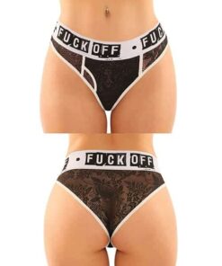 Vibes Buddy Fuck Off Lace Boy Brief & Lace Thong Black L/XL