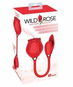 Wild Rose Rechargeable Silicone Suction & Bullet Vibrator - Red