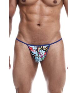 Male Basics Sinful Hipster Music T Thong G-String Blue Print SM