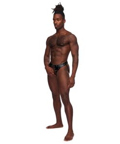 Fetish Cyclops Nylon Spandex Pouchless Jock Strap Black L/XL