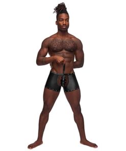 Fetish Poseidon Nylon Spandex Tear Off Cup Thong Short Black S/M