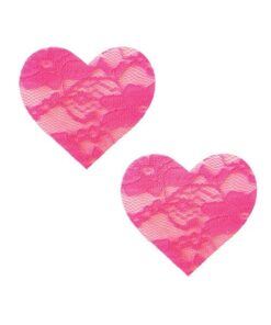 Neva Nude Black Light Lace Heart Pasties - Pink O/S