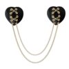 Neva Nude Two Heart Chained Pasties - Black O/S