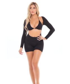 Pink Lipstick Knock Out 2 pc Play Suit Black O/S