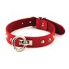 Rouge Leather O Ring Studded Collar - Red