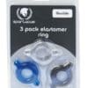 Spartacus Elastomer Cock Ring Set - Black, Blue & Clear Pack of 3