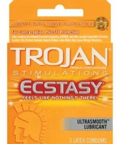 Trojan Ultra Ribbed Ecstasy Condoms - Box of 3