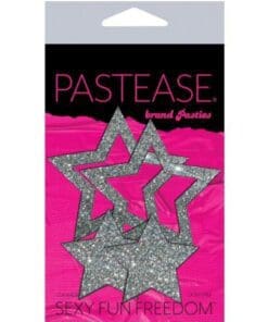 Pastease Glitter Peek a Boob Stars - Silver O/S