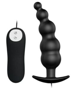 Pretty Love Vibrating Bead Shaped Butt Plug - Black