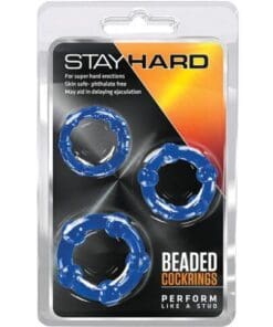 Blush Stay Hard Beaded Cock Rings - Blue Pack of 3