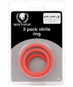 Spartacus Nitrile Cock  Ring Set - Red Pack of 3