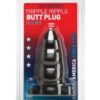 Triple Ripple Butt Plug - Large Black