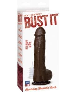 Bust It Squirting Realistic Cock w/1 oz Nut Butter - Black