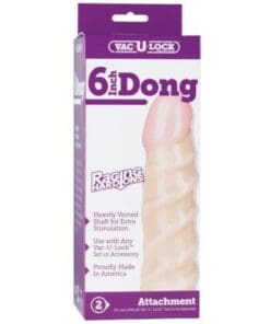 Vac-U-Lock 6" Raging Hard On Realistic Dong - White