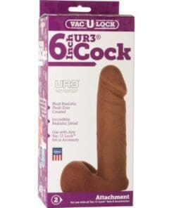 Vac-U-Lock 6" Ultraskyn Cock Attch. - Brown