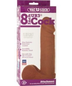 Vac-U-Lock 8" Ultraskyn Cock Attch. - Brown