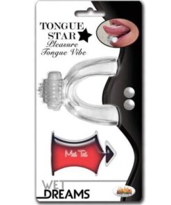 Wet Dreams Tongue Star Vibe - Clear w/10 ml Liquor Lube Pillow