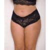 Lace & Pearl Boyshort w/Satin Bow Accents Black 1X/2X