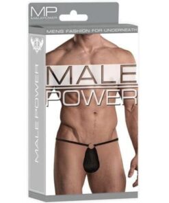 Male Power G-String w/Front Ring Black O/S