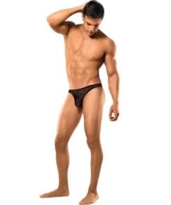 Male Power Stretch Net Pouch Thong Black S/M