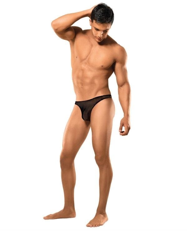 Male Power Stretch Net Pouch Thong Black S/M