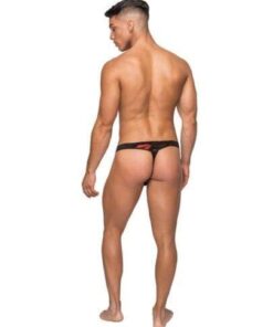 Kiss Me Stretch Mesh Micro Thong V Blk/Rd S/M