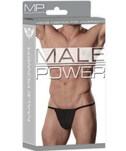 Male Power Nylon Lycra Pouch Thong Black O/S