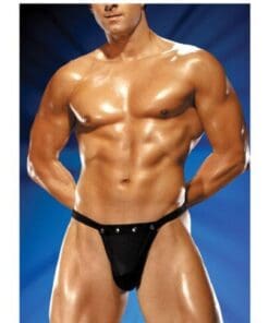 Male Power Rip off Thong w/Studs Black L/XL