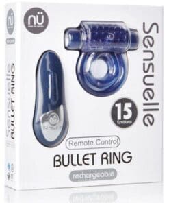 Sensuelle Remote Control Rechageable Bullet Ring - Blue