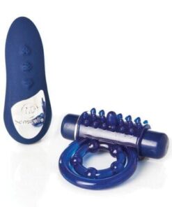 Sensuelle Remote Control Rechargeable Bullet Ring - Blue