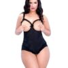 Lace Open Cup & Crotchless Teddy Black QN