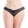 Crotchless Thong w/Pearls Black 3X/4X