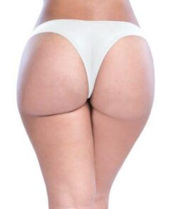 Crotchless Thong w/Pearls White 1X/2X