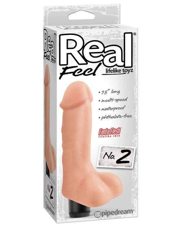 Real Feel No.2 Long 7.5" Vibe Waterproof - Mutli-speed Flesh