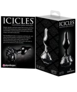 Icicles No. 77 Hand Blown Glass Rose Butt Plug - Black