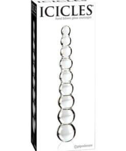 Icicles No. 2 Hand Blown Glass Massager - Clear Rippled