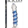 Icicles No. 5 Hand Blown Glass Massager - Clear w/Blue Swirls