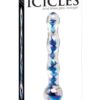 Icicles No. 8 Hand Blown Glass Massager - Clear w/Inside Blue Swirls