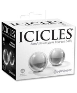 Icicles No. 42 Hand Blown Glass Medium Ben Wa Balls - Clear