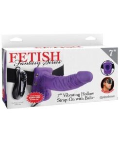 Fetish Fantasy Series 7" Vibrating Hollow Strap On w/Balls - Purple