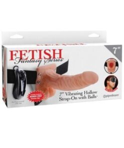 Fetish Fantasy Series 7" Vibrating Hollow Strap On w/Balls - Flesh