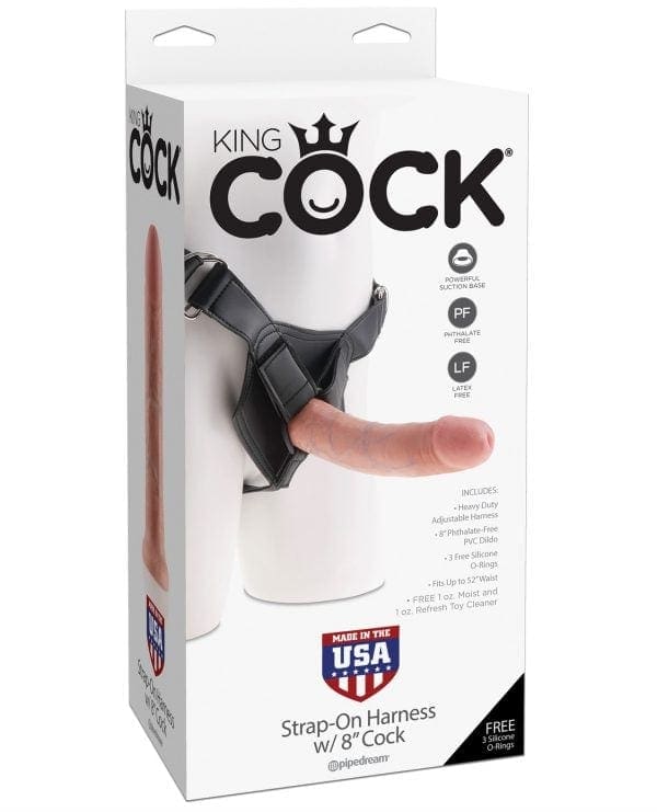 King Cock Strap On Harness w/8" Cock - Flesh