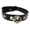 Rouge Leather O Ring Studded Collar