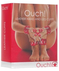 Shots Ouch Leather Hand & Leg Cuffs - Red