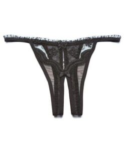 Scalloped Embroidery Crotchless Panty Black O/S