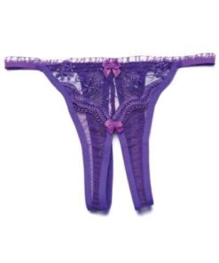 Scalloped Embroidery Crotchless Panty Purple O/S