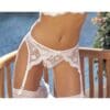 Scalloped Embroidery Garterbelt w/Adjustable Front & Back Garters White O/S